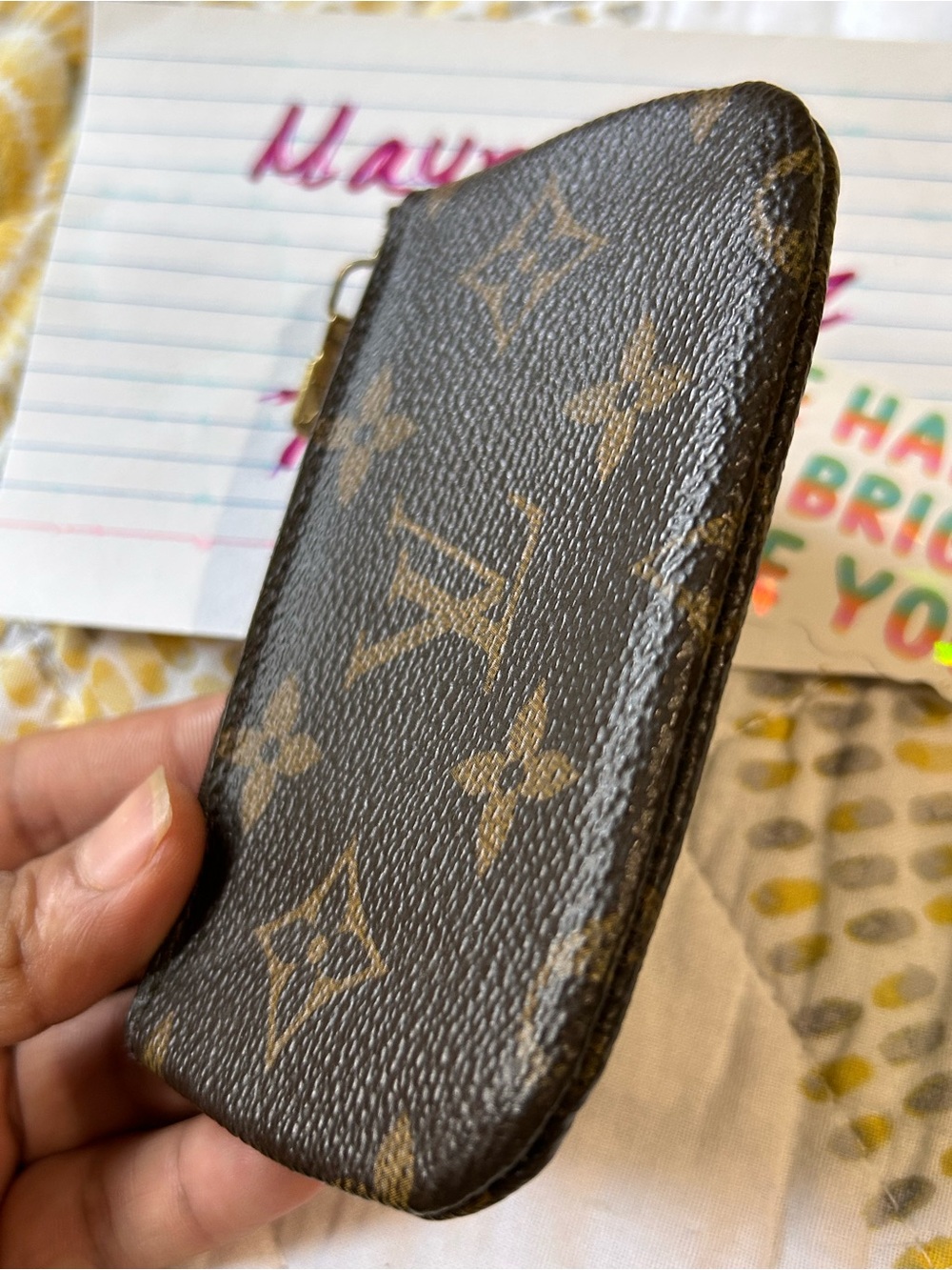 Louis Vuitton Brown Monogram Key Pouch with Gold Hardware - Picture 3 of 6